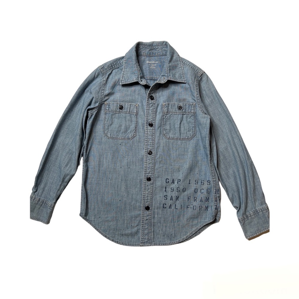 Gap Chambray Paint/Print Design Button Down Shirt Sz M